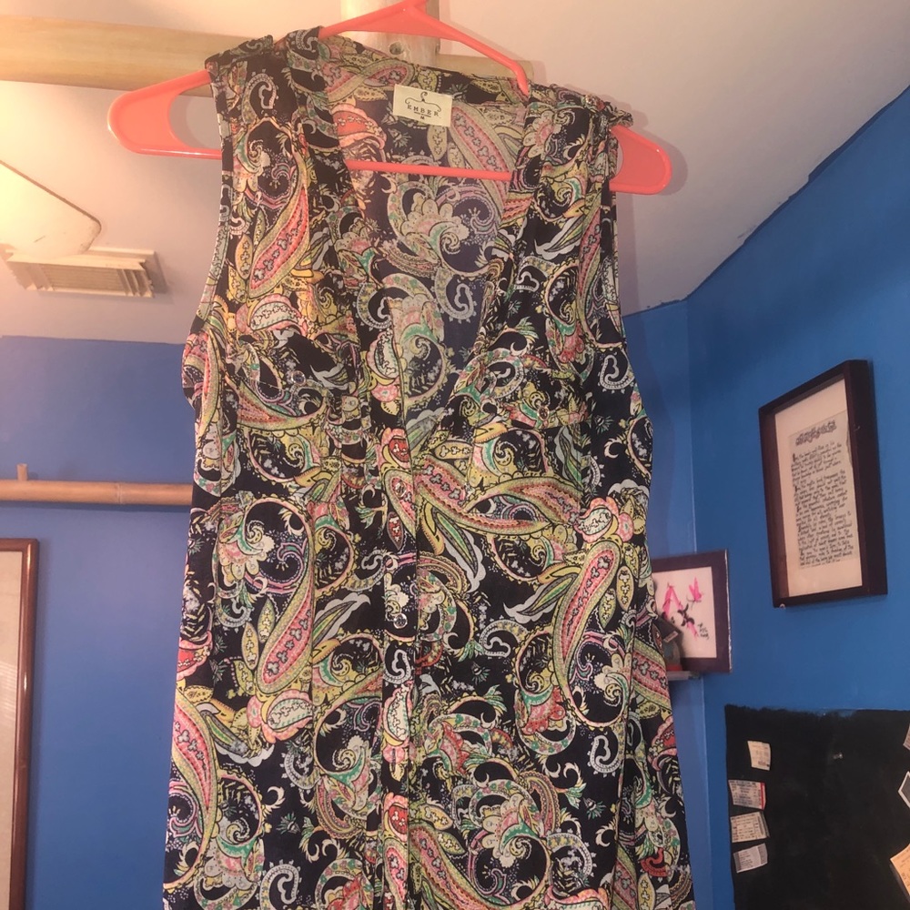 Blue paisley tank top